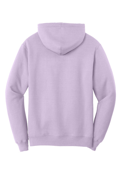 Rear View of Lavender Port & Co Core Fleece Pullover Hooded Sweatshirt. PC78H