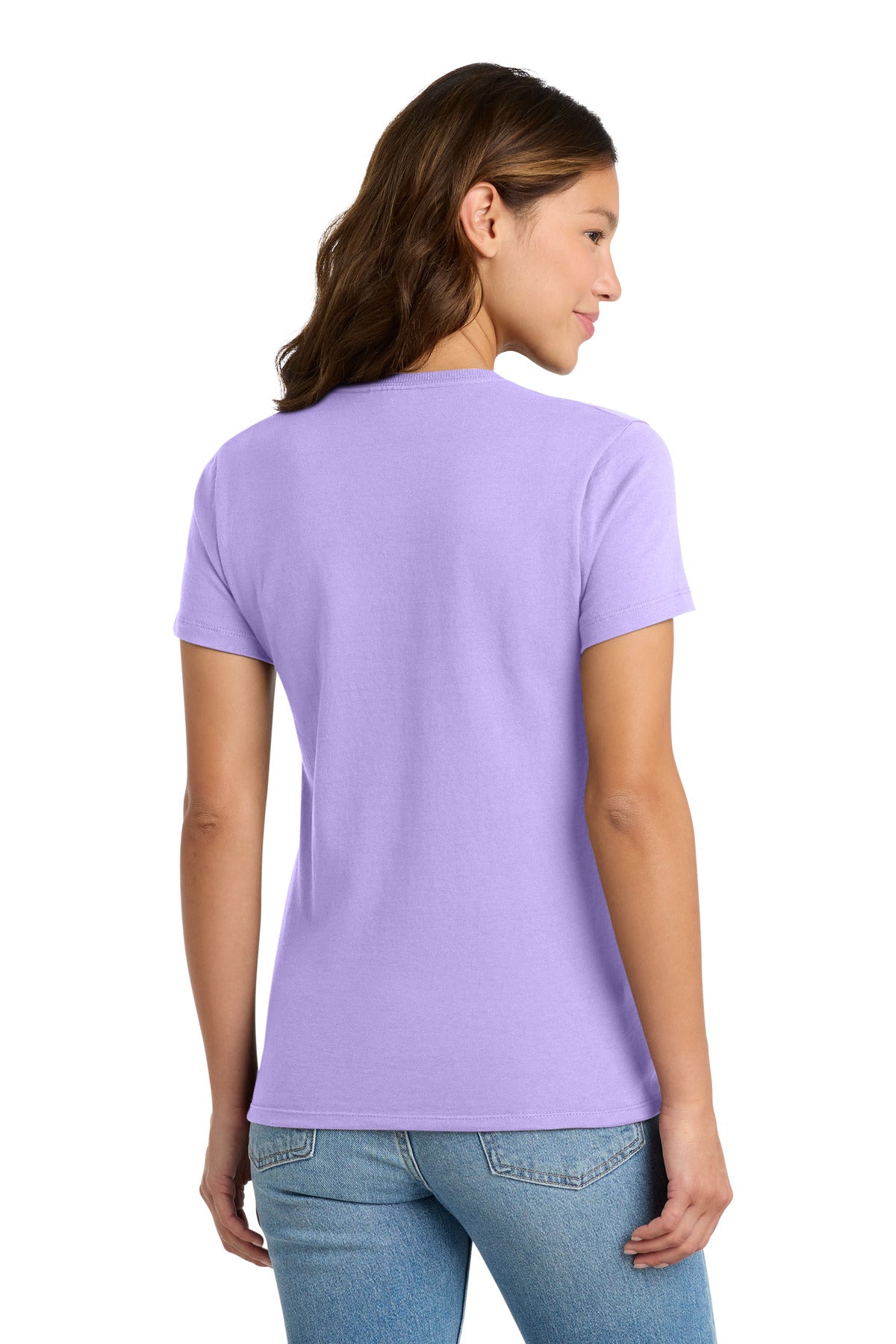 Rear View of Lavender Port & Co Women's Essential Tee. LPC61 plain