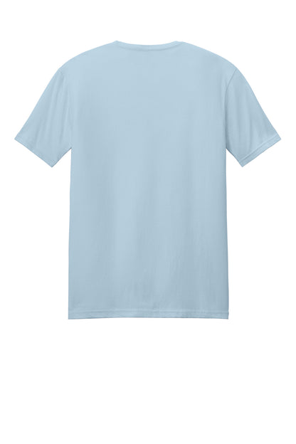 Rear View of Light Blue Gildan Softstyle T-Shirt. 64000 plain