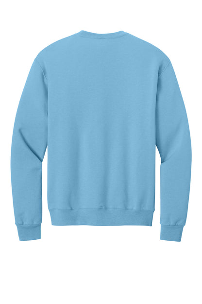 Rear View of Light Blue Jerzees - NuBlend Crewneck Sweatshirt. 562M plain