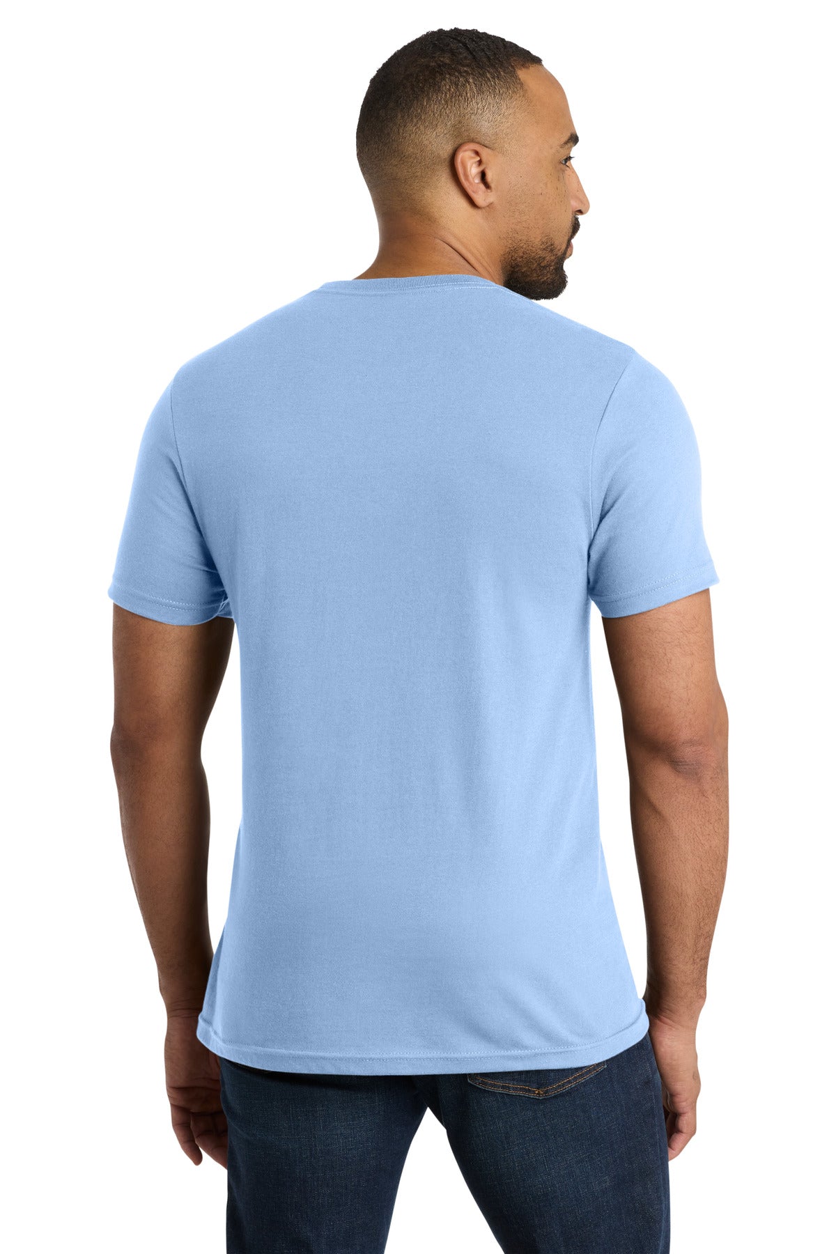 Rear View of Light Blue Port & Co Bouncer Tee PC600 plain