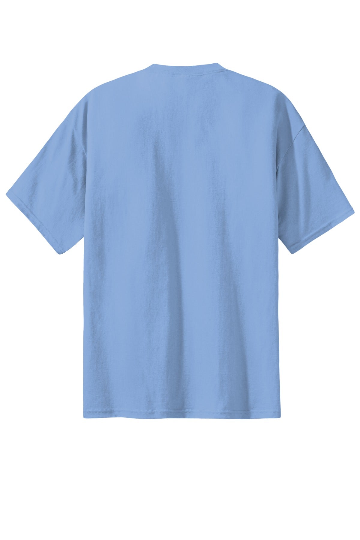 Rear View of Light Blue Port & Co Essential Tee. PC61 plain
