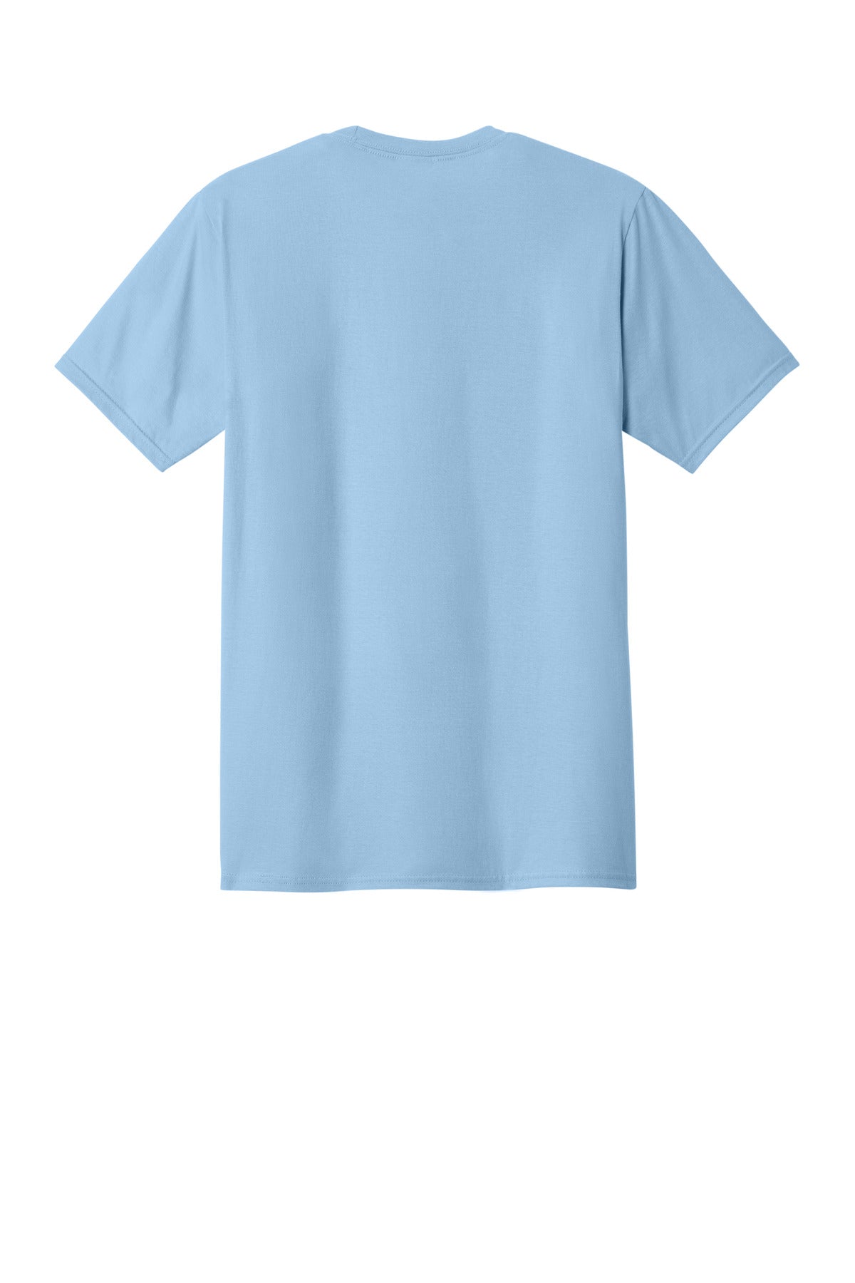 Rear View of Light Blue Port & Co Fan Favorite Tee. PC450 plain
