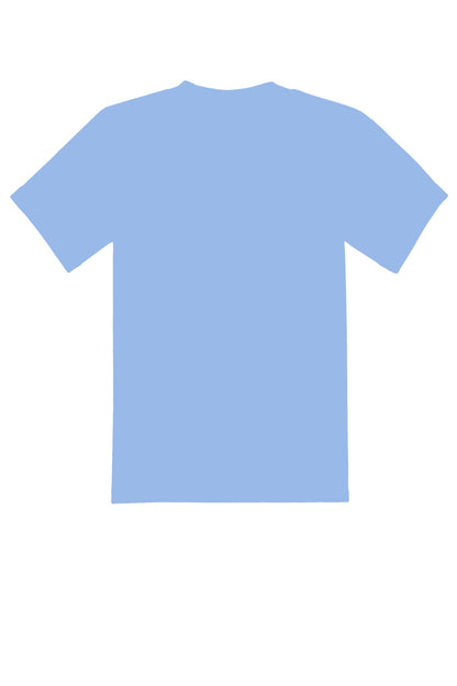 Rear View of Light Blue Port & Co Youth Core Blend Tee. PC55Y plain