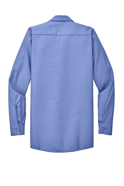 Rear View of Light Blue Red Kap Long Sleeve Industrial Work Shirt. SP14 plain
