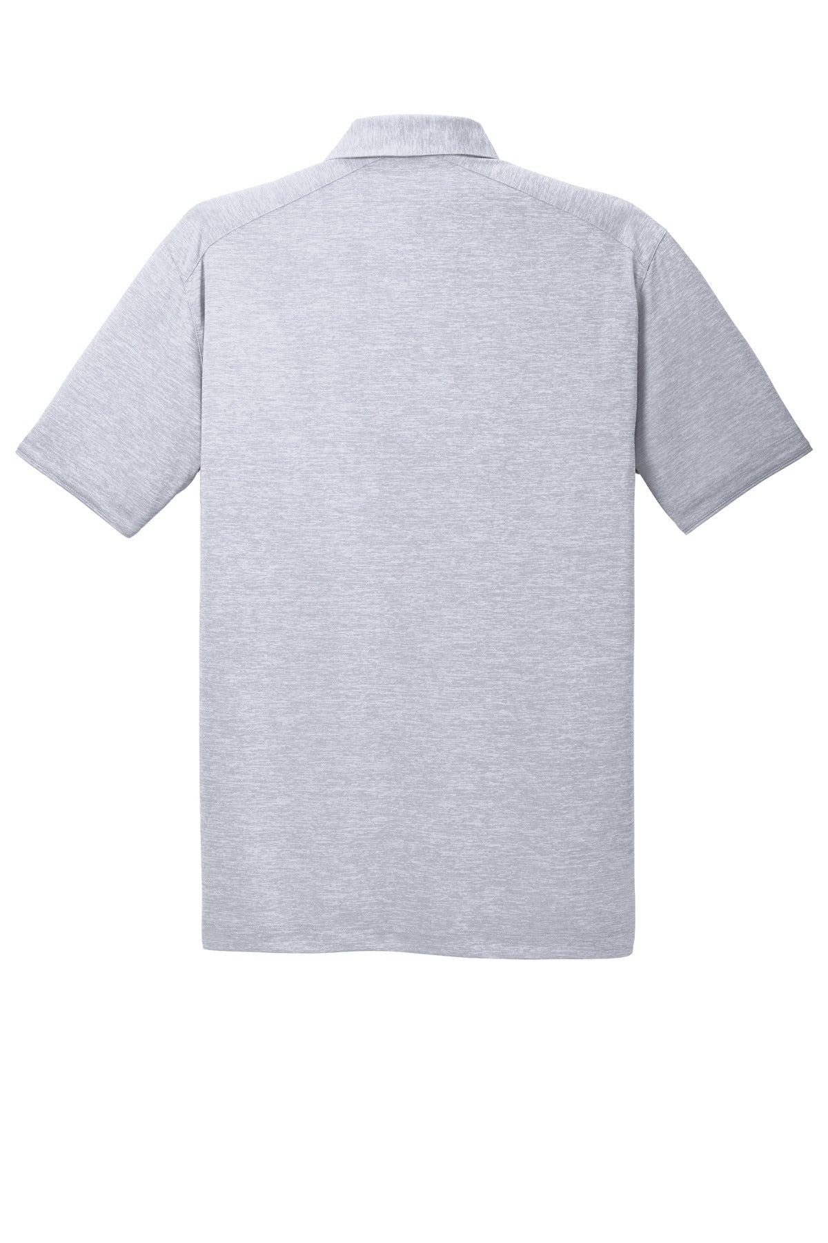 Rear View of Light Grey Port Authority Digi Heather Performance Polo. K574 plain