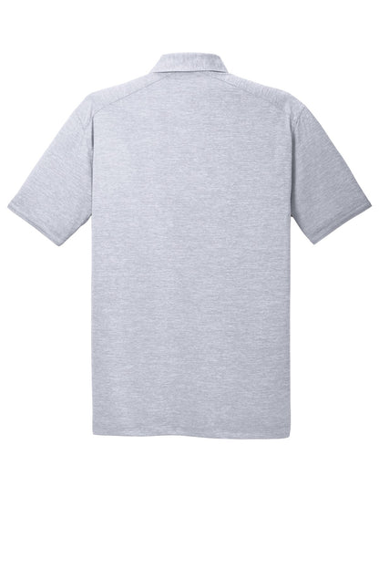 Rear View of Light Grey Port Authority Digi Heather Performance Polo. K574 plain