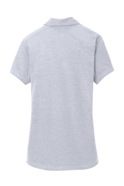 Rear View of Light Grey Port Authority Women's Digi Heather Performance Polo. L574 plain