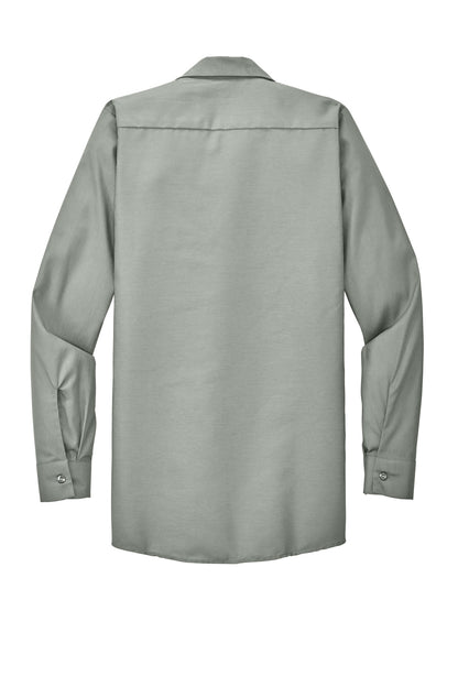 Rear View of Light Grey Red Kap Long Sleeve Industrial Work Shirt. SP14 plain