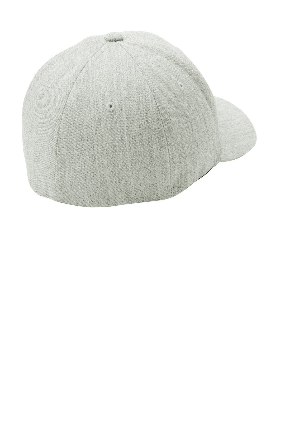 Rear View of Light Hthr Gry Port Authority Flexfit Wool Blend Cap. C928 plain