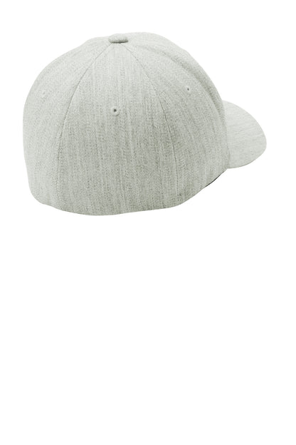 Rear View of Light Hthr Gry Port Authority Flexfit Wool Blend Cap. C928 plain