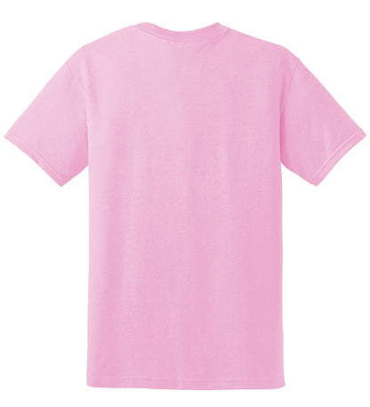 Rear View of Light Pink Gildan DryBlend 50 Cotton/50 Poly T-Shirt. 8000 plain