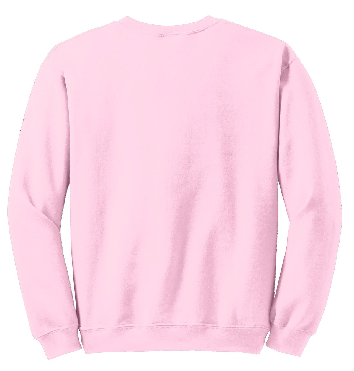 Rear View of Light Pink Gildan Heavy Blend Crewneck Sweatshirt. 18000 plain