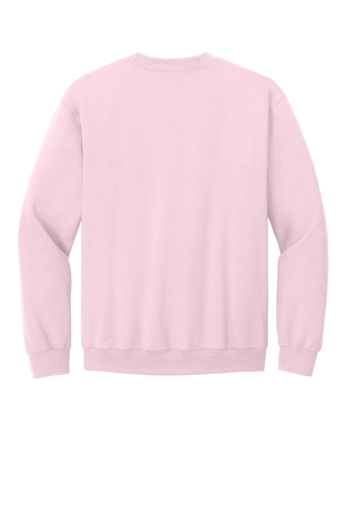 Rear View of Light Pink Gildan Heavy Blend Crewneck Sweatshirt. 18000 plain