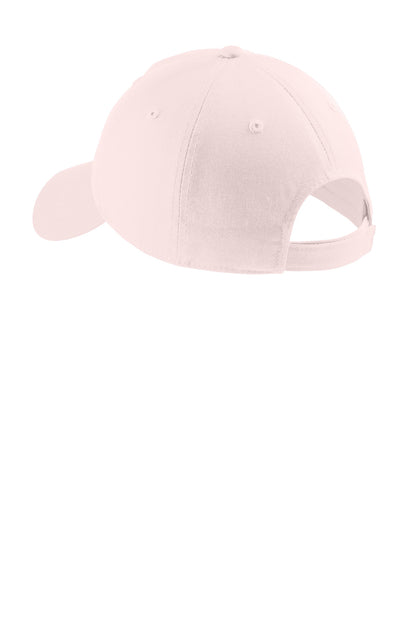 Rear View of Light Pink Port Authority Soft Brushed Canvas Cap. CP96 plain