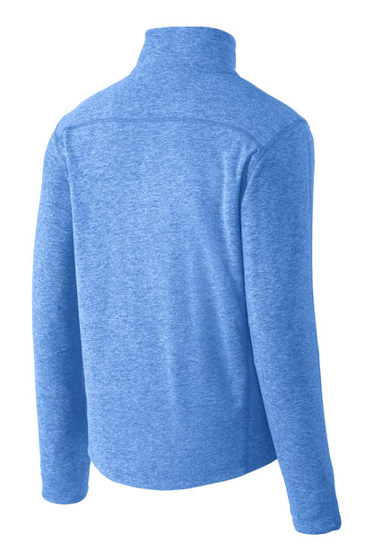 Rear View of Light Royal He Port Authority Heather Microfleece Full-Zip Jacket. F235 plain