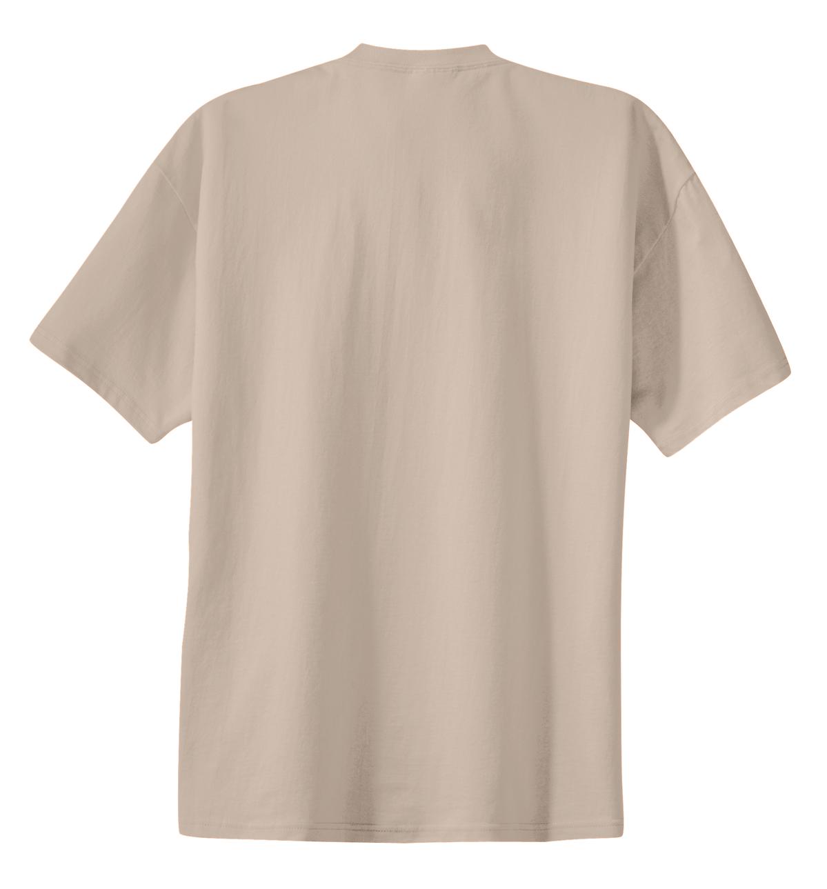 Rear View of Light Sand Port & Co Essential Tee. PC61 plain