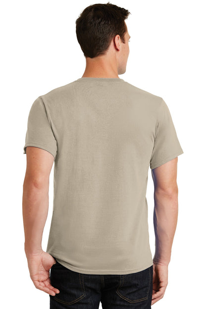 Rear View of Light Sand Port & Co Essential Tee. PC61 plain
