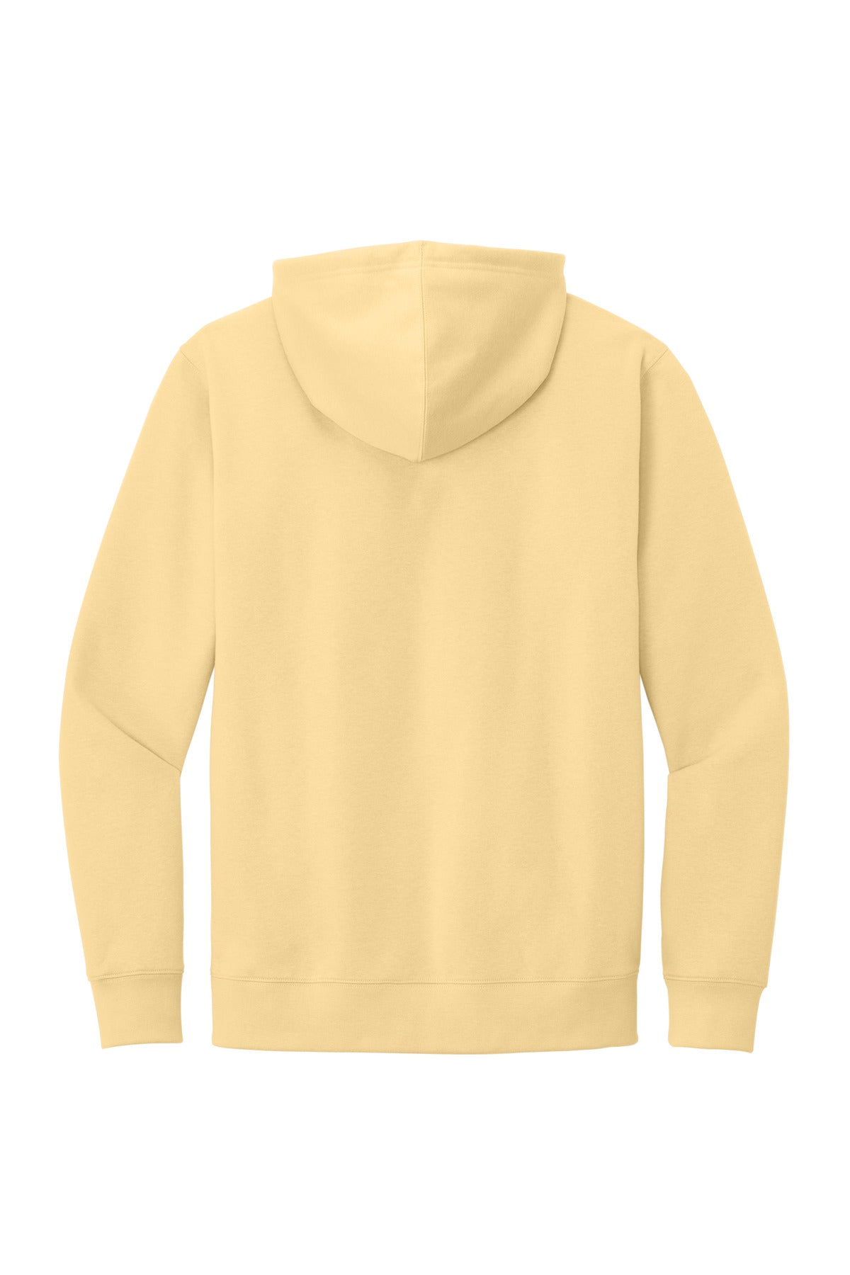 Rear View of Light Yellow District V.I.T. Fleece Hoodie DT6100 plain