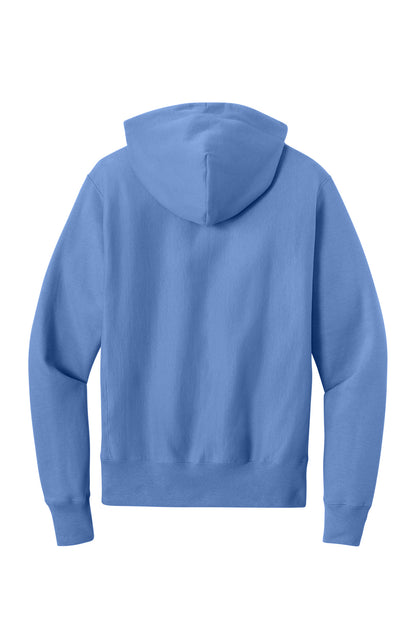 Rear View of LightBlue Champion Reverse Weave Hooded Sweatshirt S101 plain