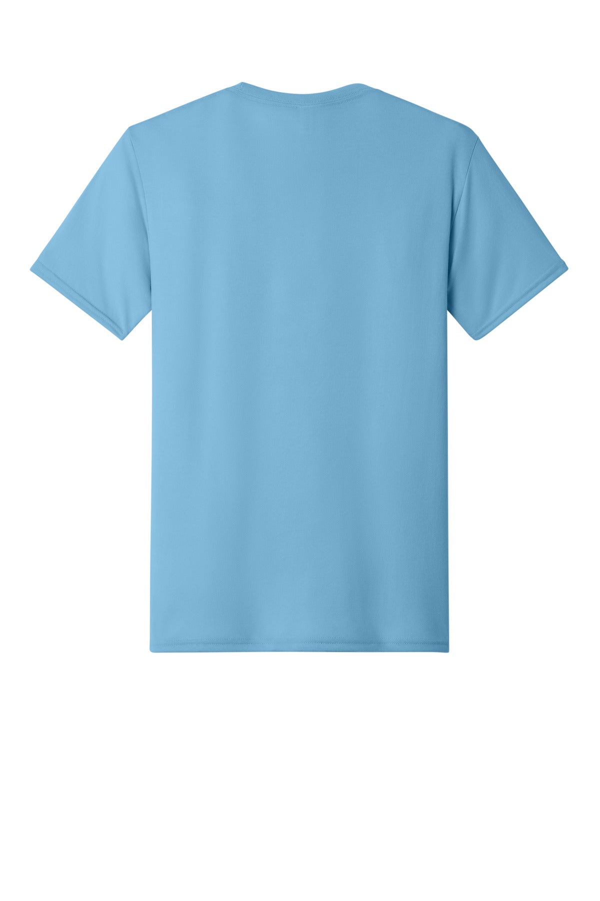 Rear View of LightBlue Jerzees Dri-Power 100% Polyester T-Shirt. 21M plain