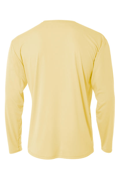 Rear View of LightYllw A4 Cooling Performance Long Sleeve Tee A4N3165 plain