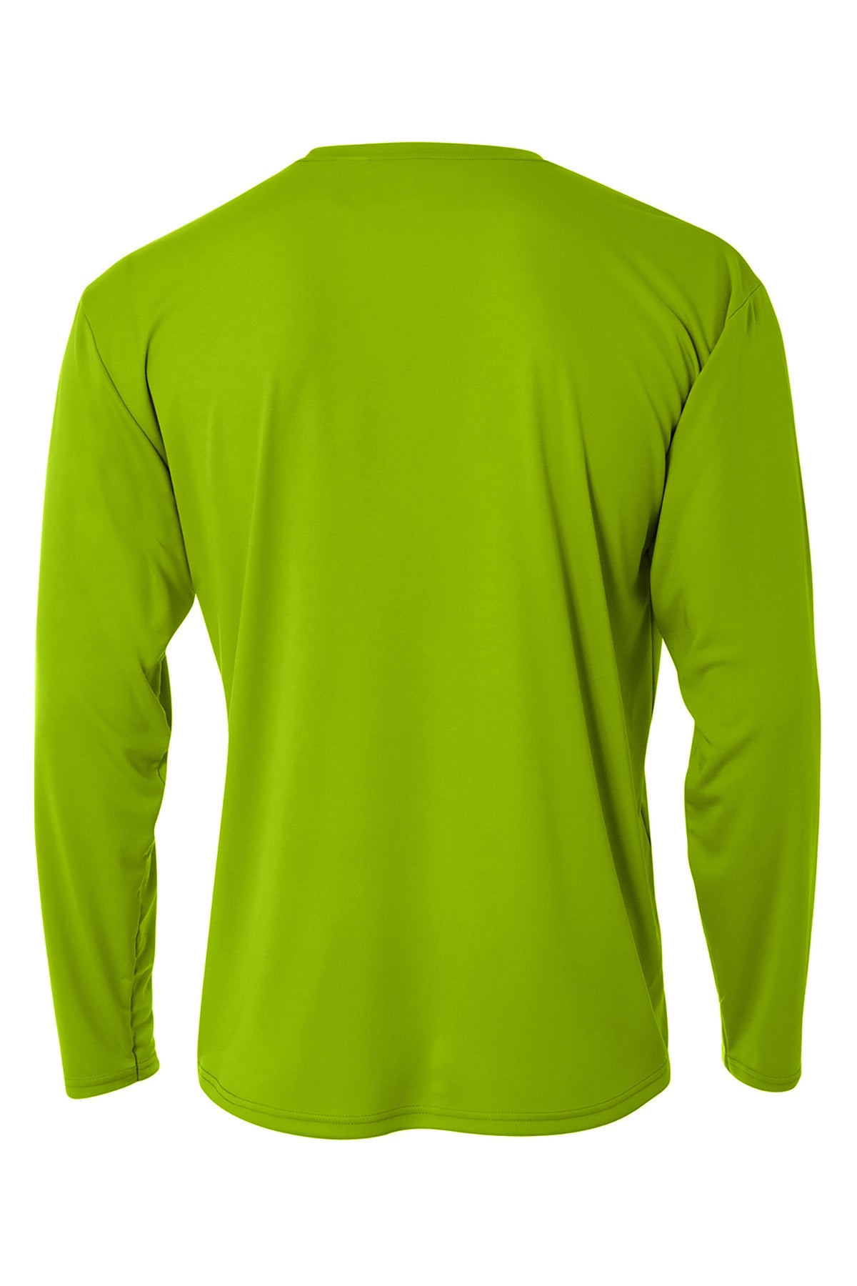 Rear View of Lime A4 Cooling Performance Long Sleeve Tee A4N3165 plain
