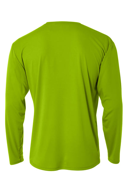 Rear View of Lime A4 Cooling Performance Long Sleeve Tee A4N3165 plain