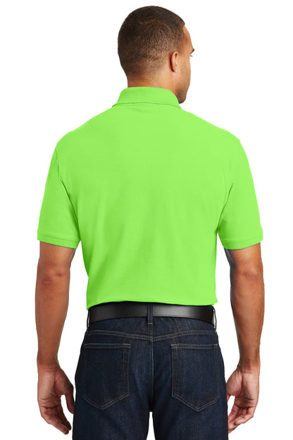Rear View of Lime Port Authority Core Classic Pique Polo. K100 plain