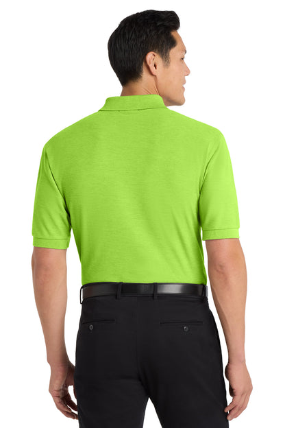 Rear View of Lime Port Authority Extended Size Silk Touch Polo K500ES plain