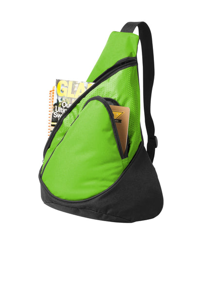 Rear View of Lime Port Authority - Honeycomb Sling Pack. BG1010 plain