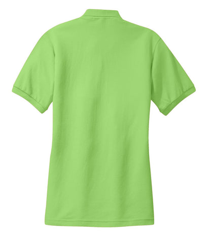 Rear View of Lime Port Authority Women's Silk Touch Polo. L500 plain