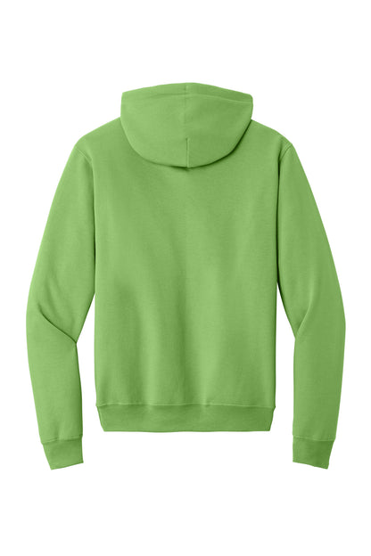 Rear View of Lime Port & Co Core Fleece Pullover Hooded Sweatshirt. PC78H plain