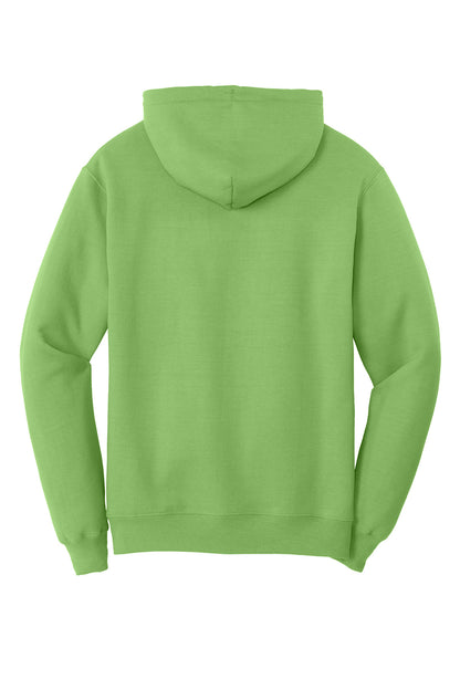 Rear View of Lime Port & Co Core Fleece Pullover Hooded Sweatshirt. PC78H