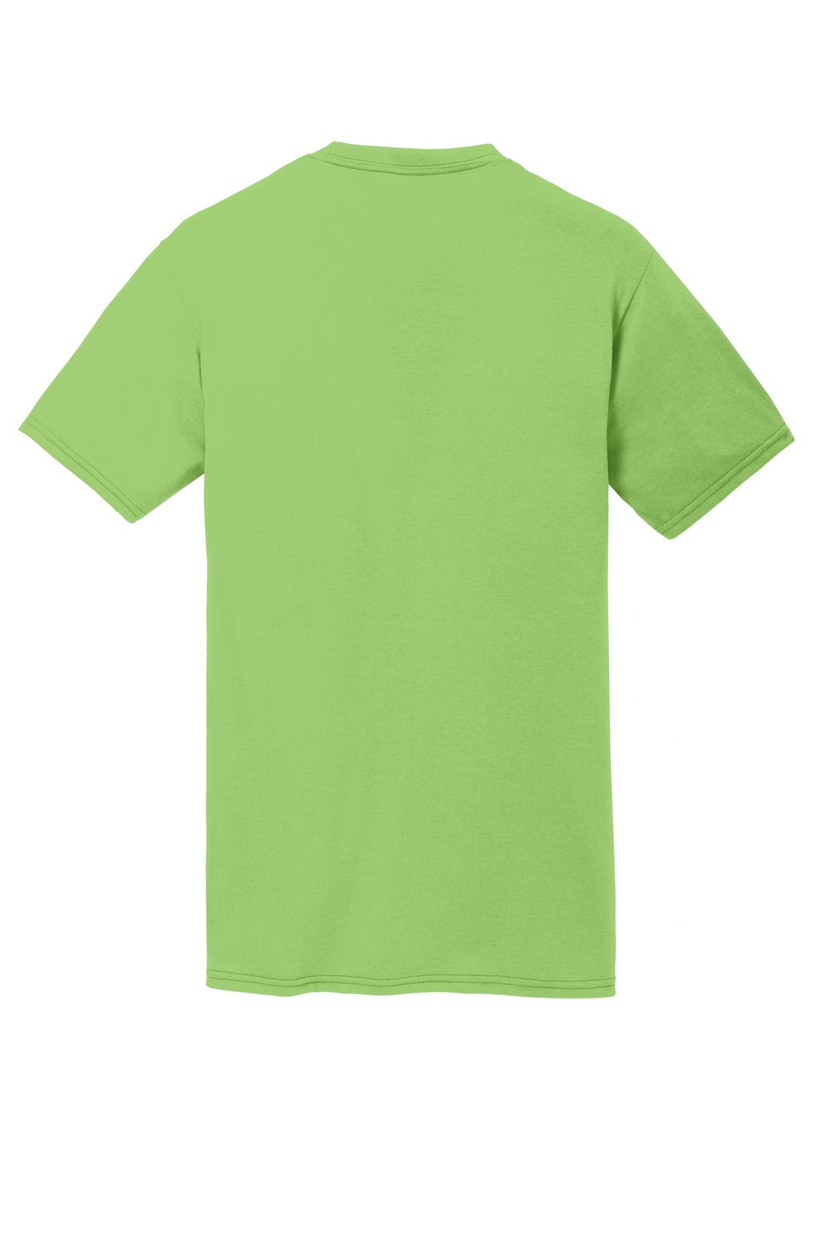 Rear View of Lime Port & Co Performance Blend Tee. PC381 plain