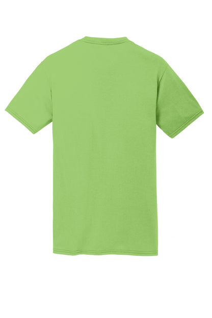Rear View of Lime Port & Co Performance Blend Tee. PC381 plain