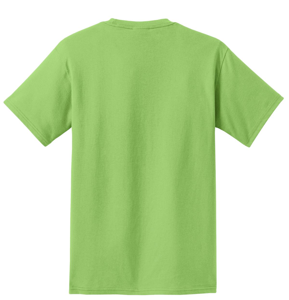 Rear View of Lime Port & Co Tall Essential Pocket Tee. PC61PT plain