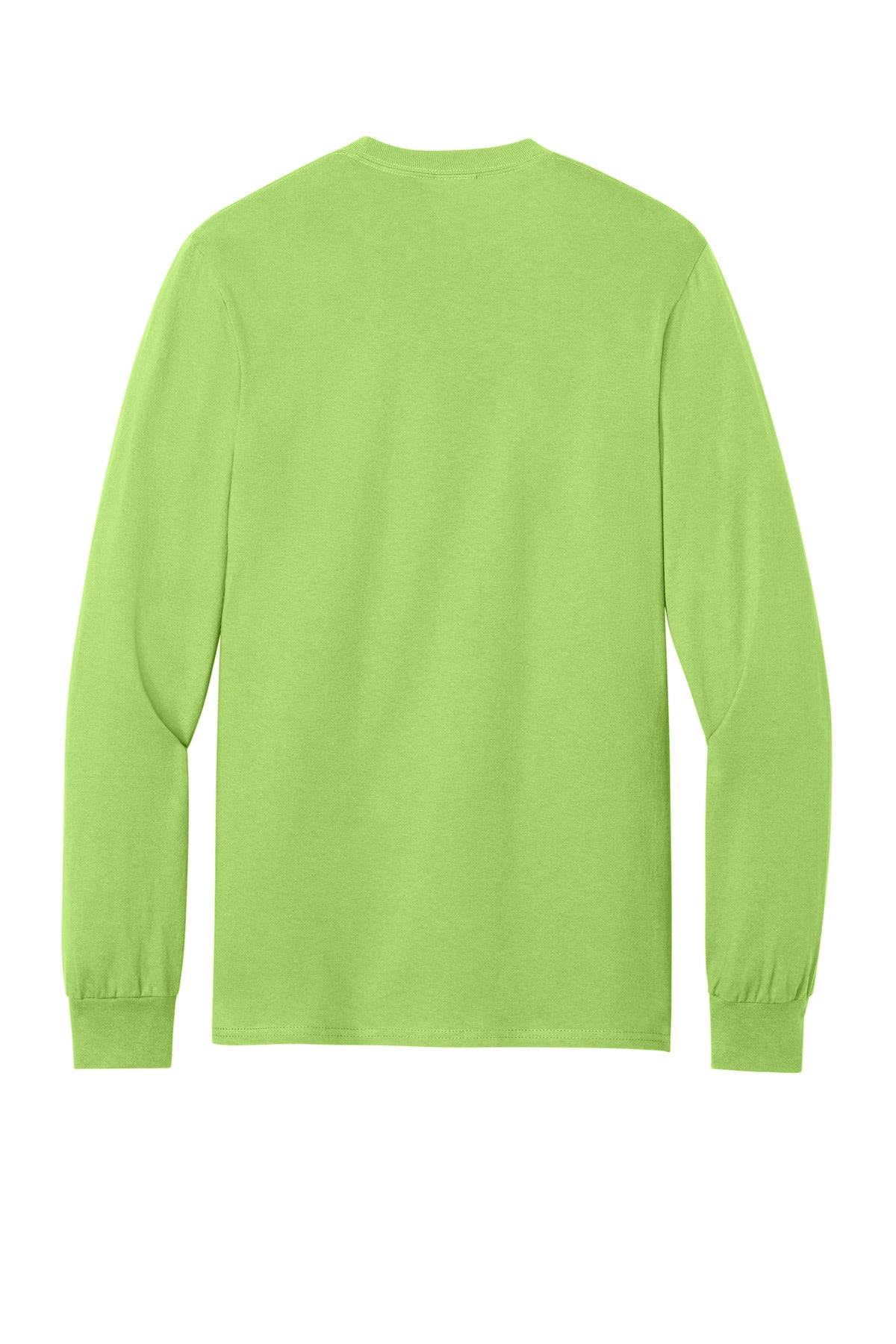 Rear View of Lime Port & Co Tall Long Sleeve Essential Pocket Tee. PC61LSPT