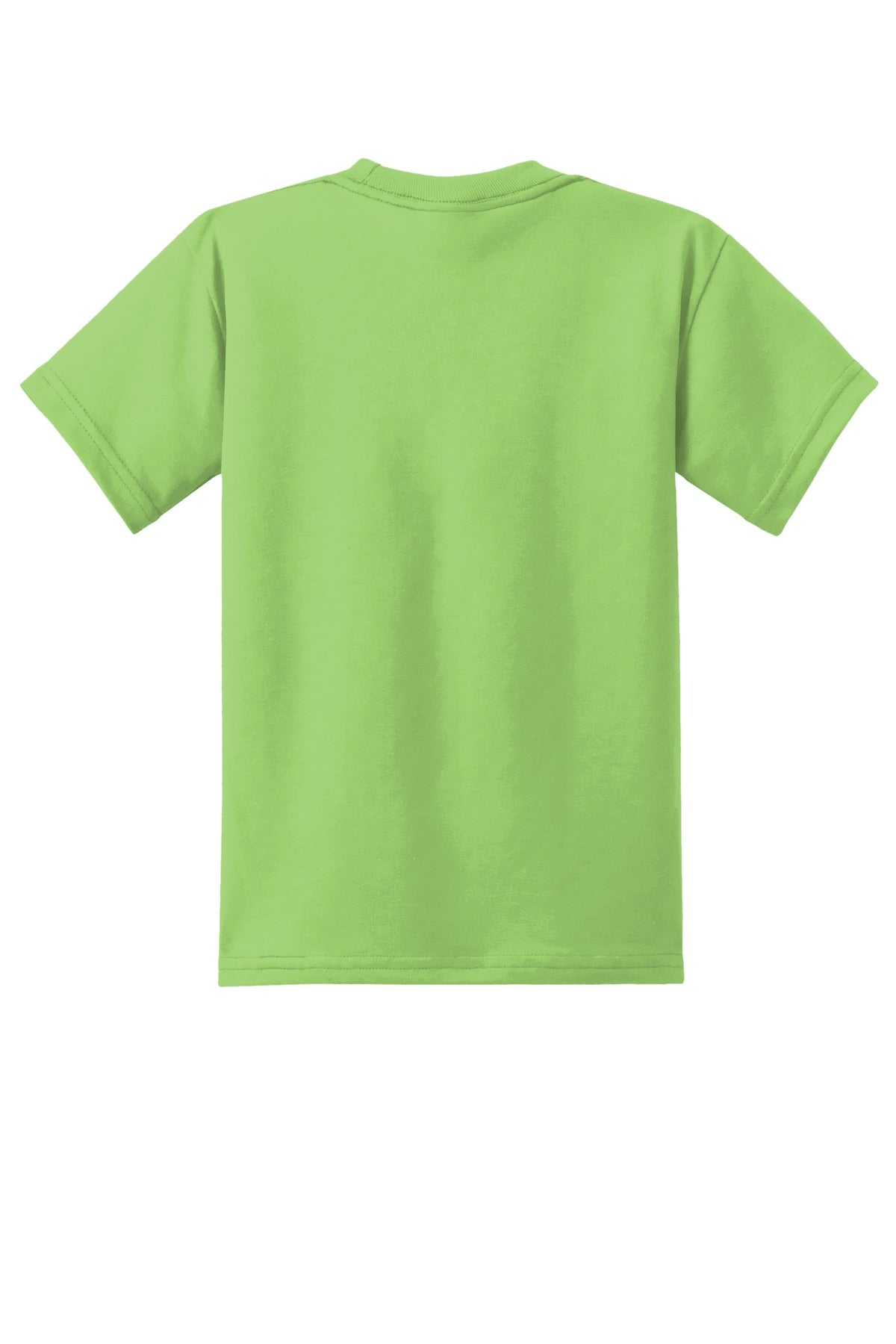 Rear View of Lime Port & Co Youth Core Blend Tee. PC55Y plain