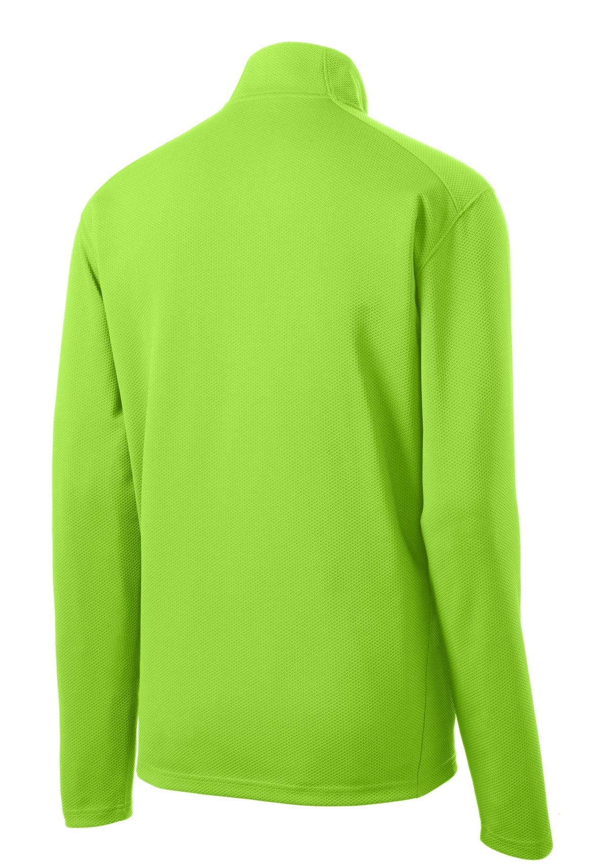 Rear View of Lime Shock Sport-Tek Sport-Wick Textured 1/4-Zip Pullover. ST860 plain