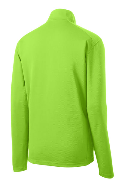 Rear View of Lime Shock Sport-Tek Sport-Wick Textured 1/4-Zip Pullover. ST860 plain