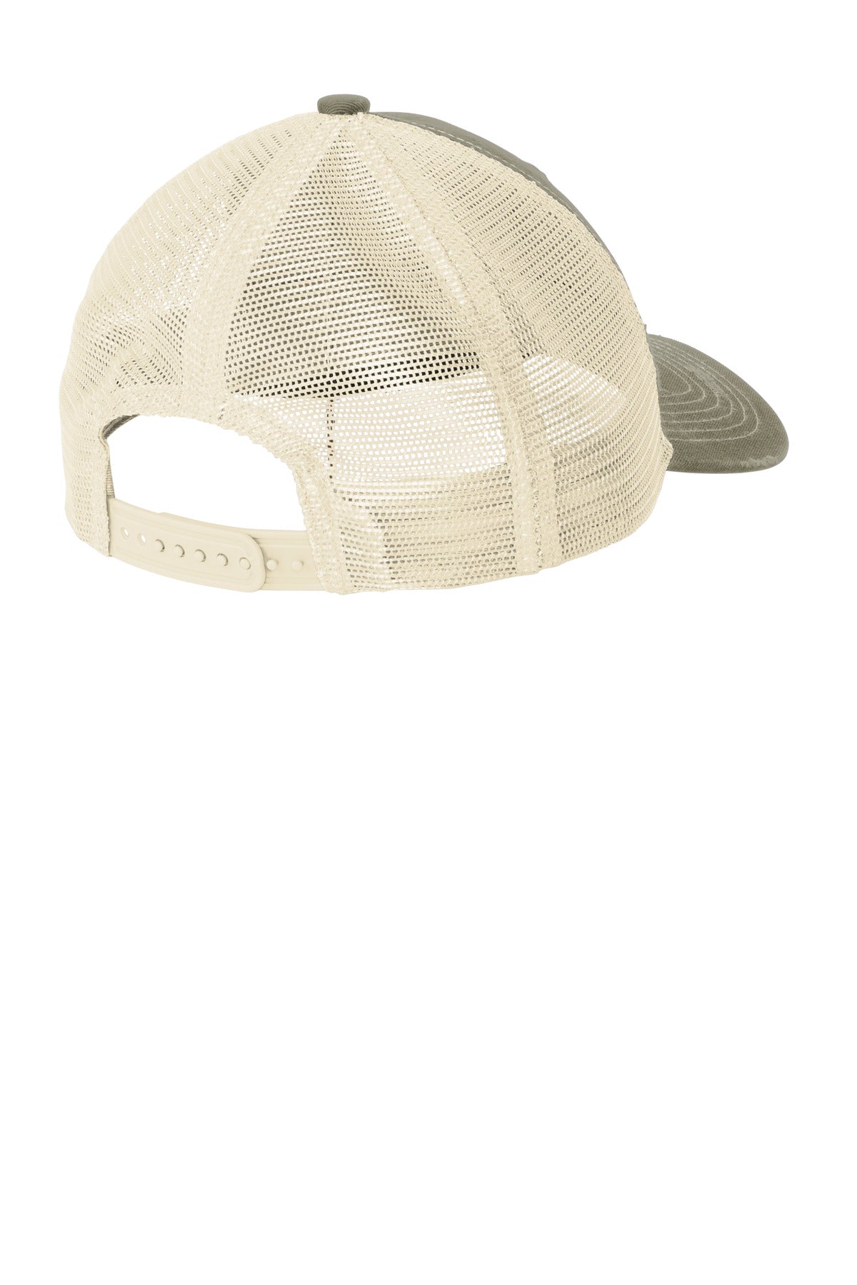 Rear View of LOlive/Stn Port Authority Distressed Mesh Back Cap C600 plain