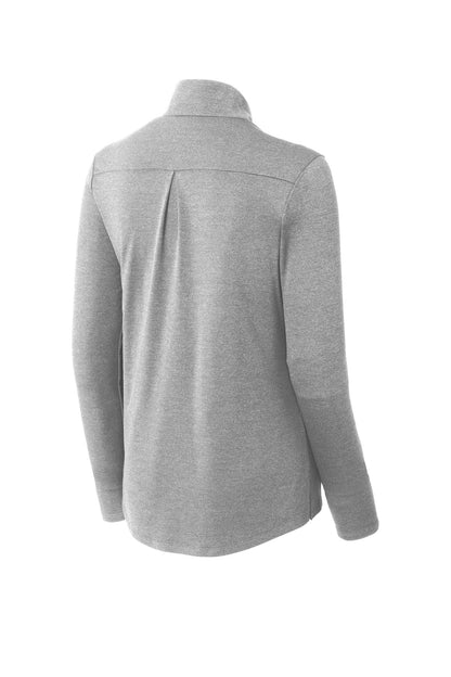 Rear View of Lt Grey Hthr Sport-Tek Women's Endeavor 1/2-Zip Pullover. LST469 plain