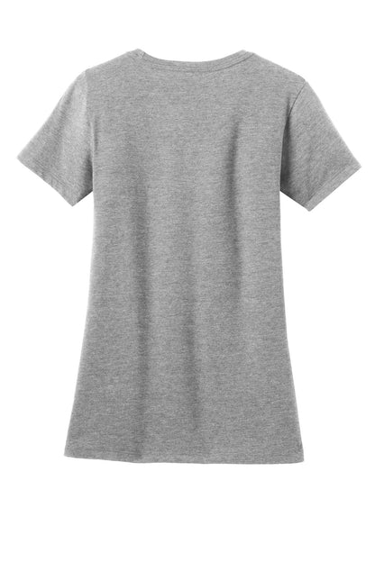 Rear View of Lt Hthr Grey District Women's Perfect Blend CVC Tee. DM108L plain
