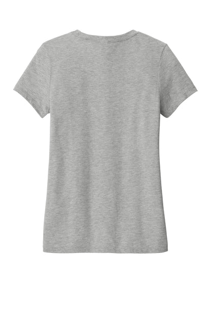 Rear View of Lt Hthr Grey District Women's Perfect Blend CVC Tee. DM108L plain