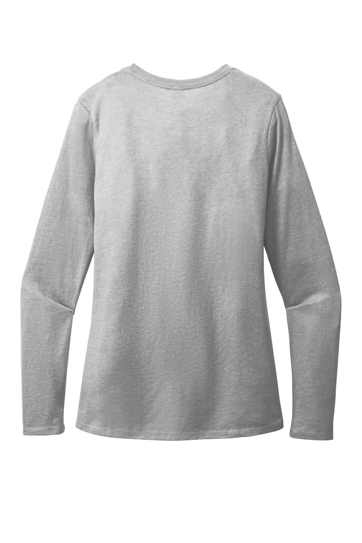 Rear View of LtHtGry District Women's Perfect Blend CVC Long Sleeve Tee DT110 plain