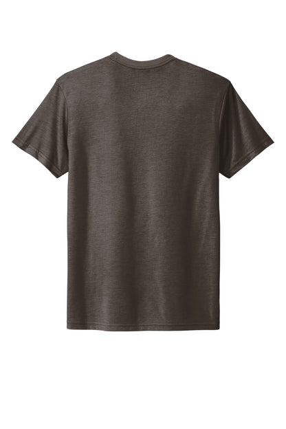 Rear View of Macchiato Next Level Apparel Adult Tri-Blend Tee. NL6010 plain