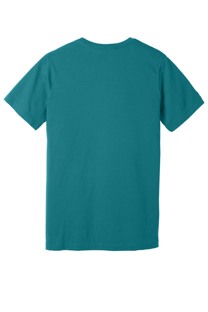 Rear View of Marine BELLA+CANVAS Unisex Jersey Short Sleeve Tee. BC3001 plain