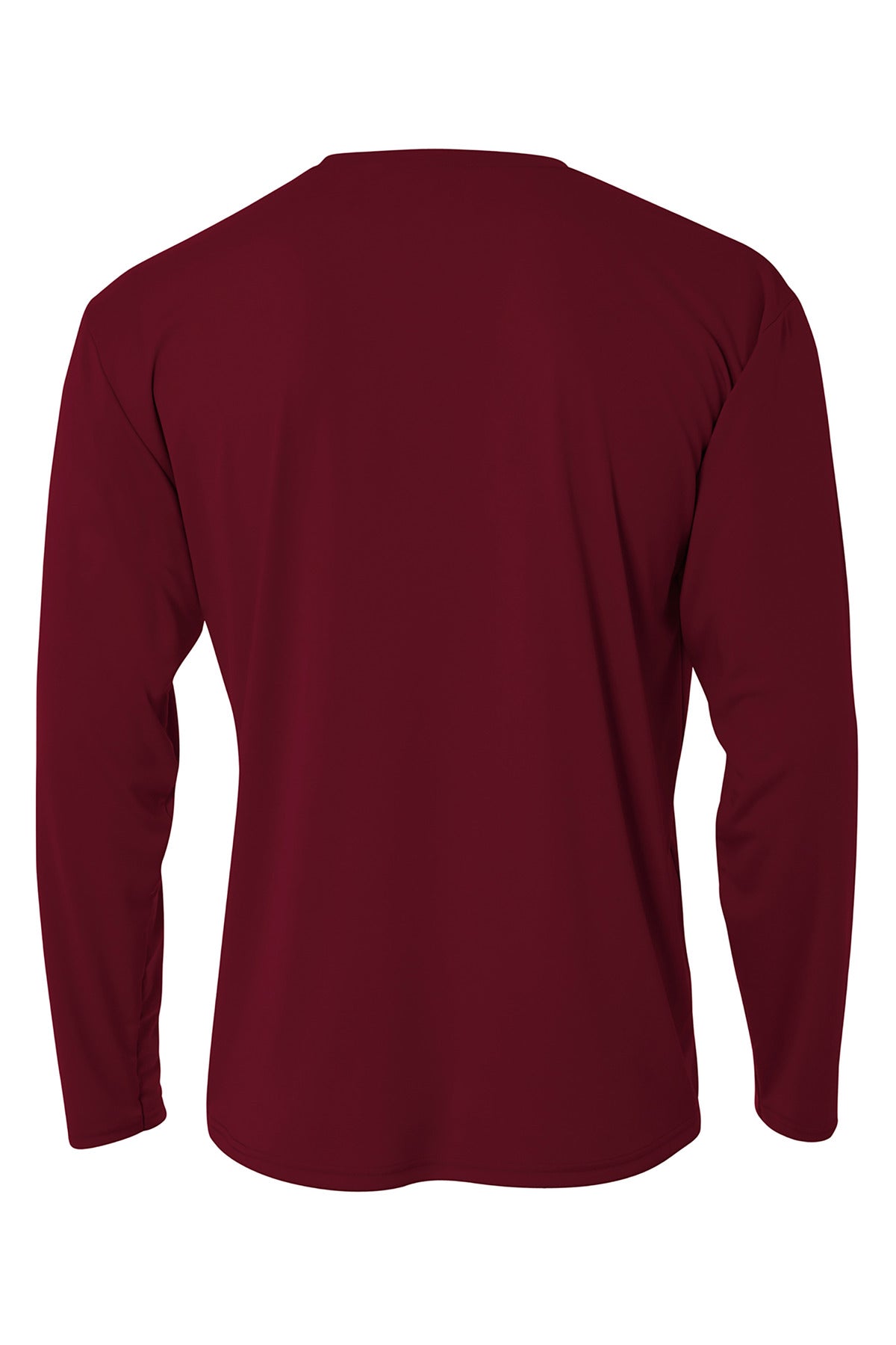 Rear View of Maroon A4 Cooling Performance Long Sleeve Tee A4N3165 plain