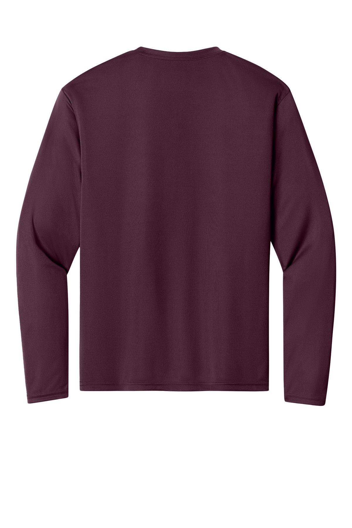 Rear View of Maroon A4 Cooling Performance Long Sleeve Tee A4N3165 plain